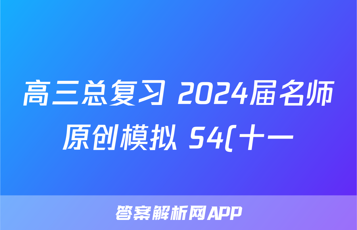 高三总复习 2024届名师原创模拟 S4(十一)11物理答案